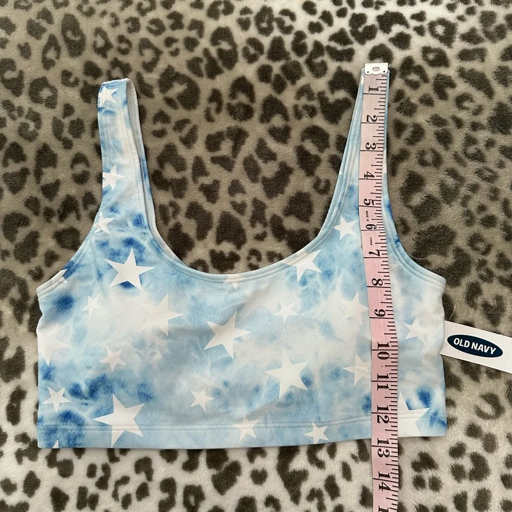 Old Navy Scoop-Neck Swim Bikini Top in Tie Dye Blue Star Print Size Small
